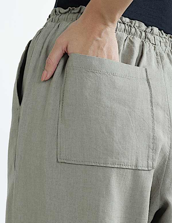 Linen Rich Plain Regular Fit Trousers