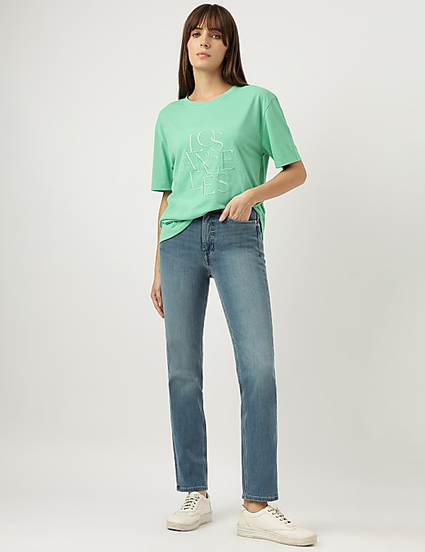 Straight Leg Mid Waist Jeans