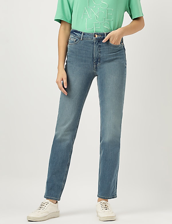 Straight Leg Mid Waist Jeans