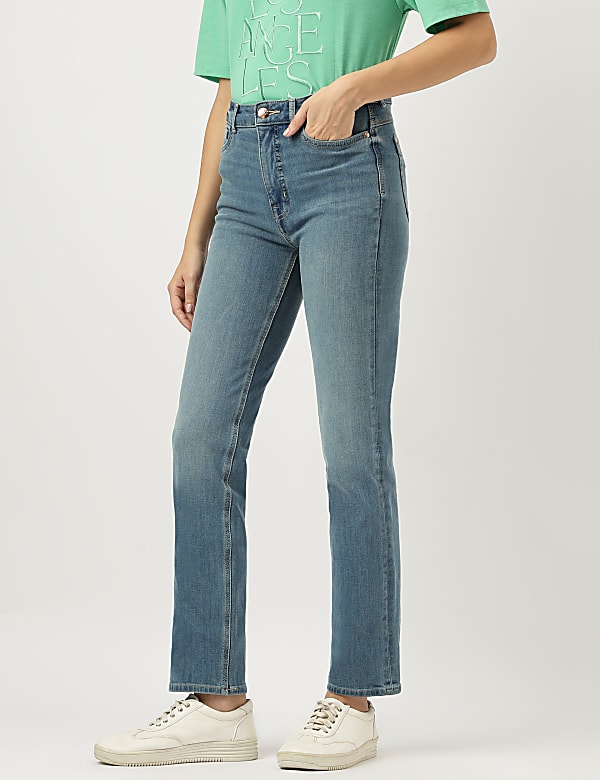 Straight Leg Mid Waist Jeans