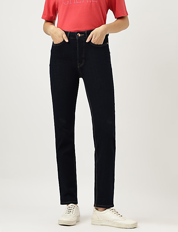 Straight Leg Mid Waist Jeans