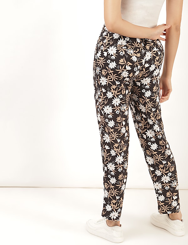 Flax Linen Mix Floral Regular Fit Trouser