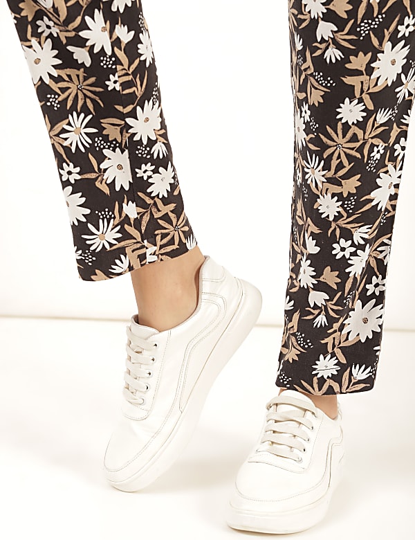 Flax Linen Mix Floral Regular Fit Trouser