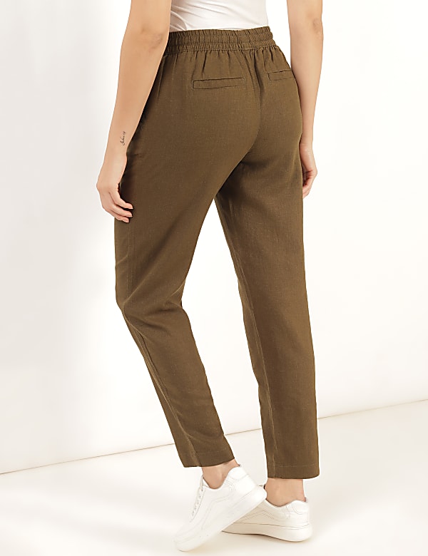 Linen Mix Plain Regular Fit Trouser