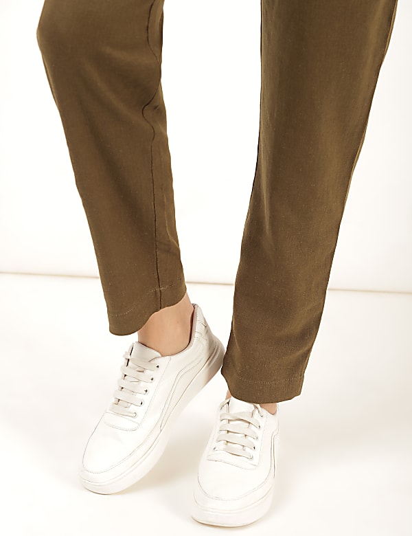Linen Mix Plain Regular Fit Trouser