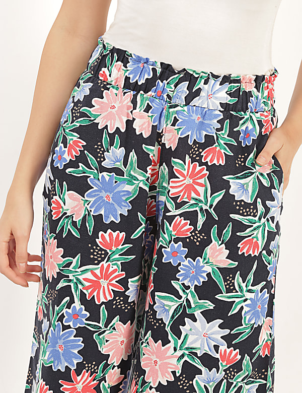 Flax Linen Mix Floral Regular Fit Trouser