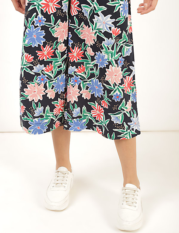 Flax Linen Mix Floral Regular Fit Trouser