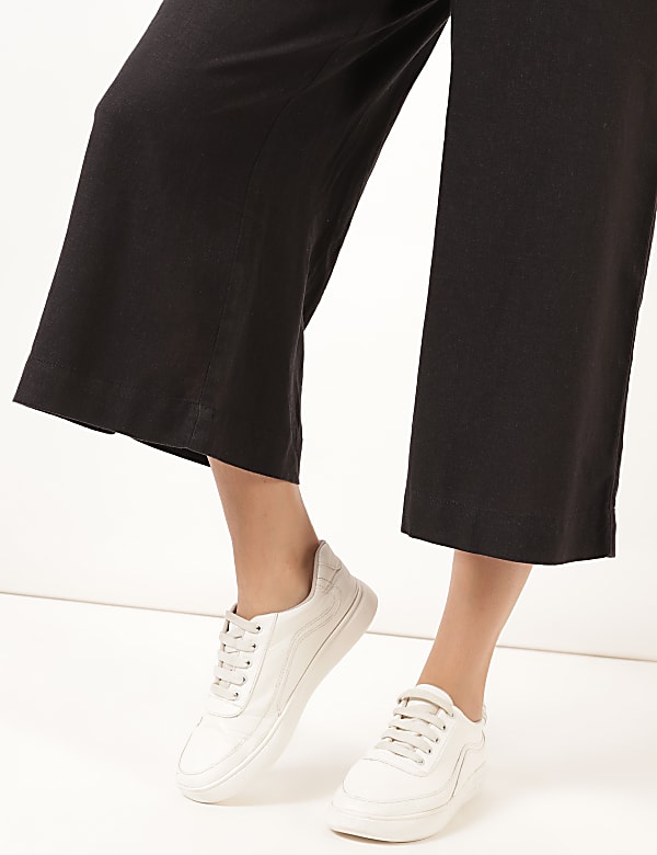 Linen Mix Plain Regular Fit Palazzo