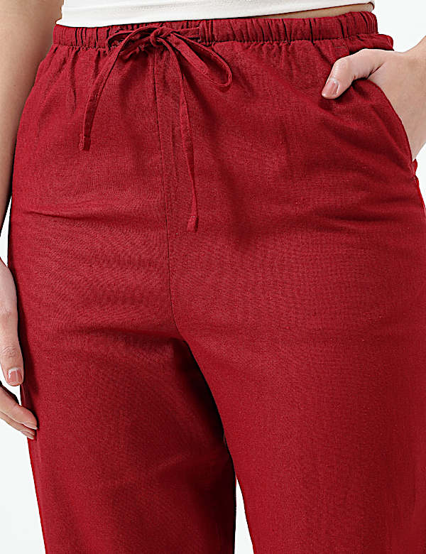 LINEN BLEND TAPERED ANKLE LENGTH TROUSER