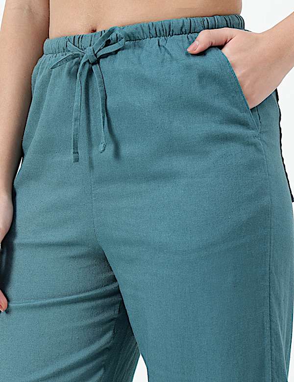 LINEN BLEND TAPERED ANKLE LENGTH TROUSER