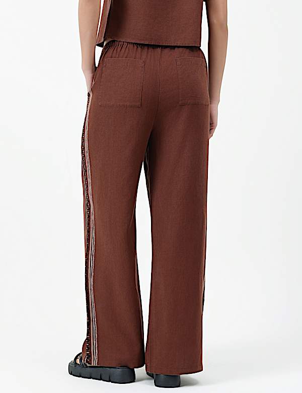 Linen Rich Plain Relaxed Fit Trousers