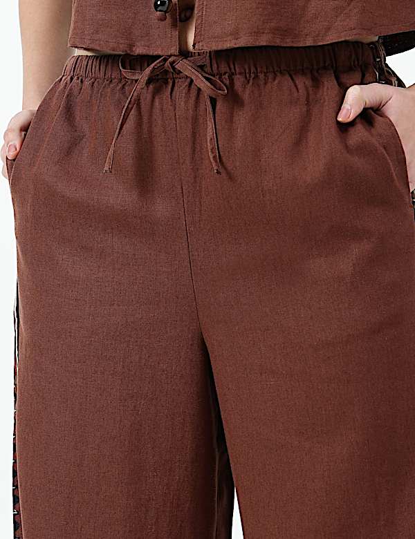Linen Rich Plain Relaxed Fit Trousers