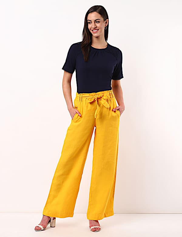 Pure Linen Wide Leg Trousers