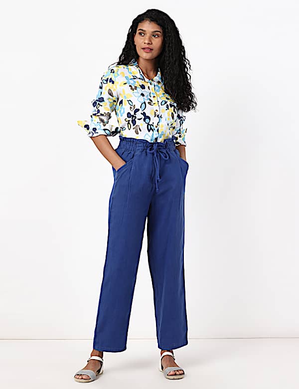 Linen Rich Paperbag Tapered Trousers