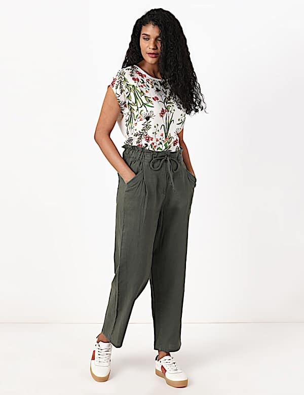 Linen Rich Paperbag Tapered Trousers