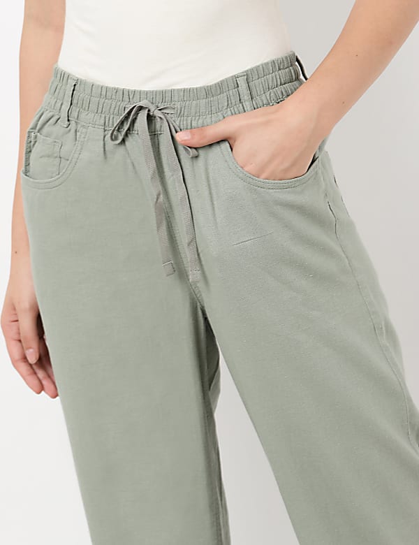 Linen Mix Plain Regular Fit Trouser