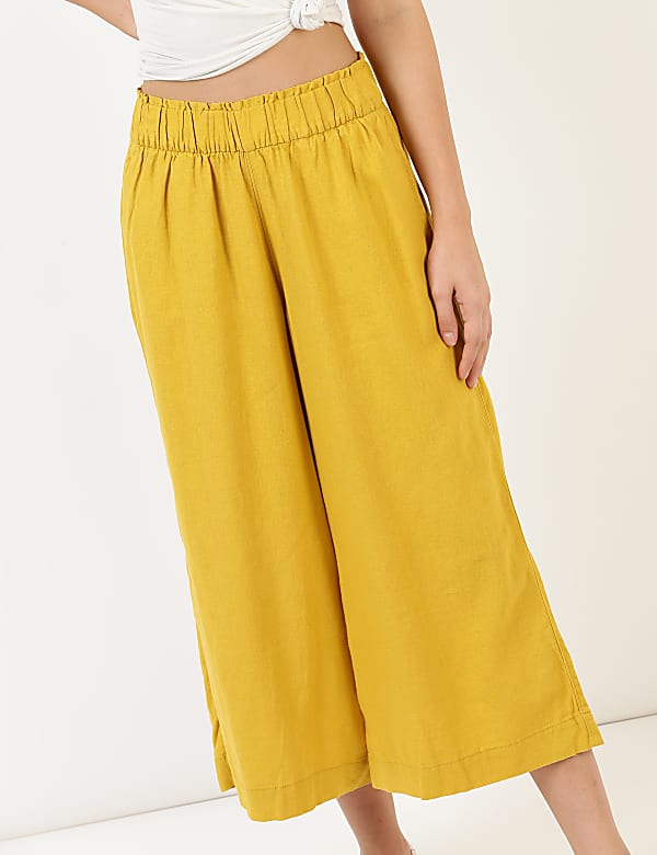 Linen Mix Plain Regular Fit Trouser