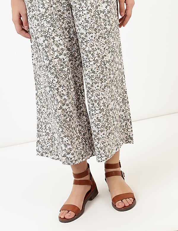Linen Viscose Wide Cropped Pant