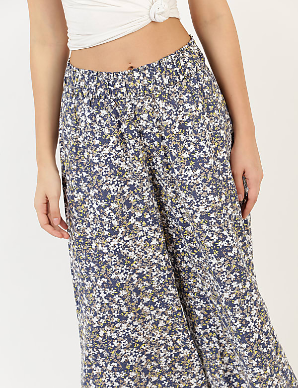 Linen Viscose Wide Cropped Pant