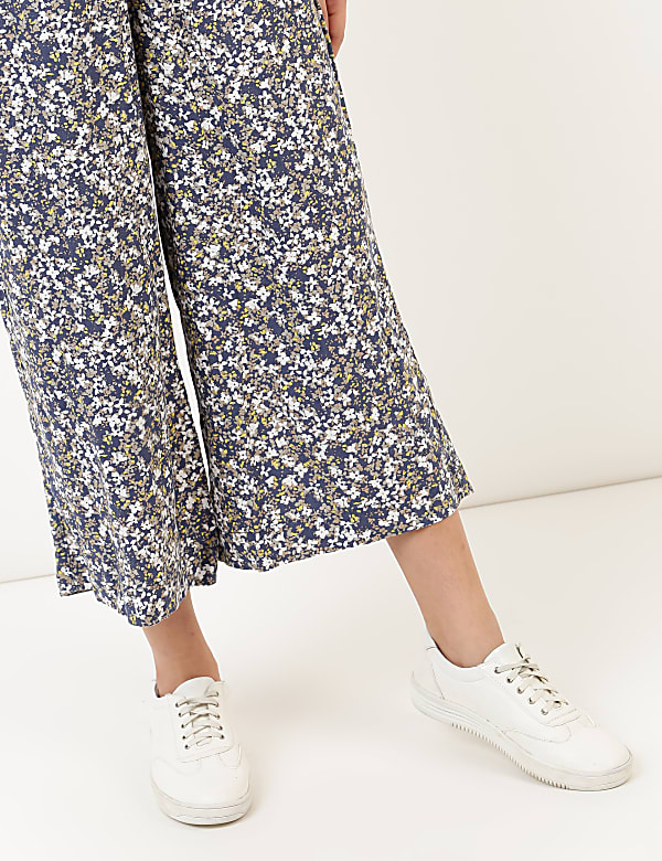 Linen Viscose Wide Cropped Pant