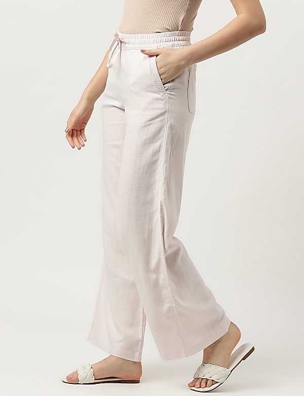 Linen Rich Wide Leg Trousers