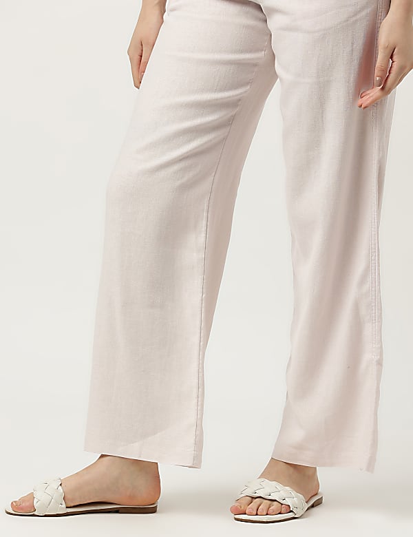 Linen Rich Wide Leg Trousers