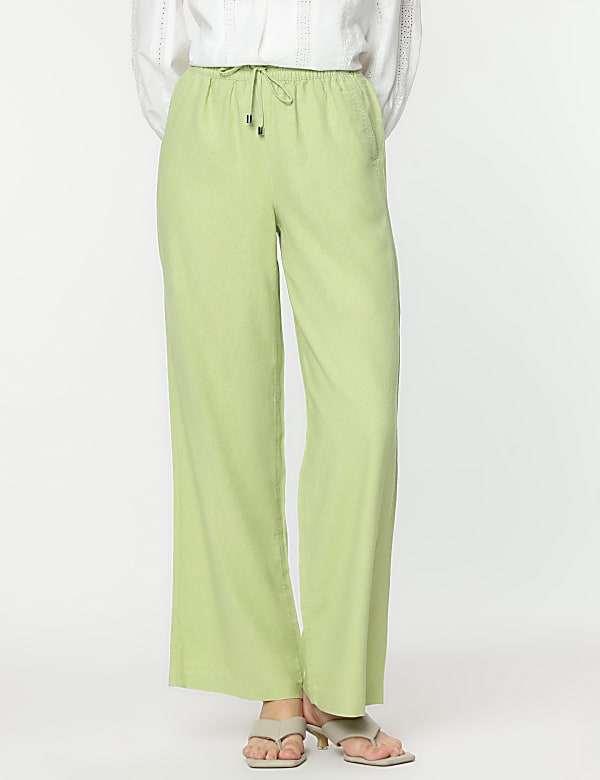 Linen Rich Wide Leg Trousers