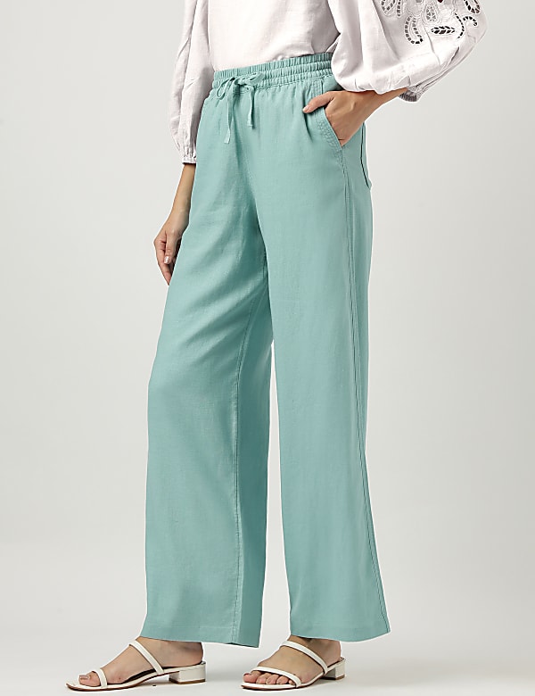 Linen Rich Wide Leg Trousers