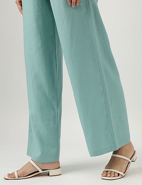Linen Rich Wide Leg Trousers
