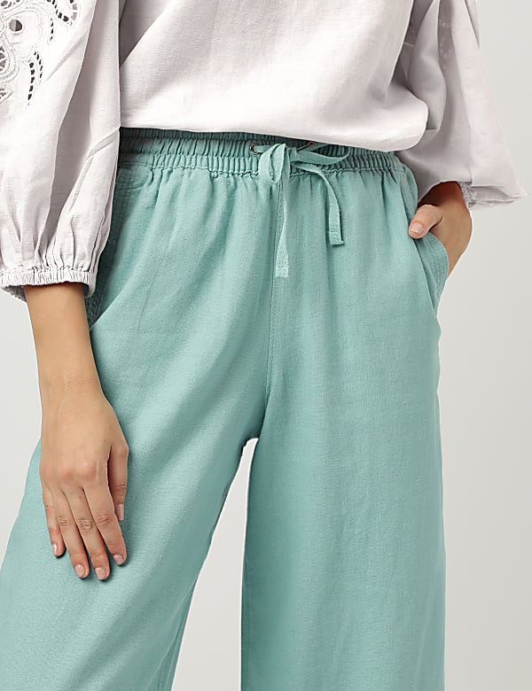 Linen Rich Wide Leg Trousers