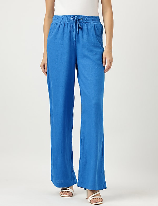 Linen Rich Wide Leg Trousers