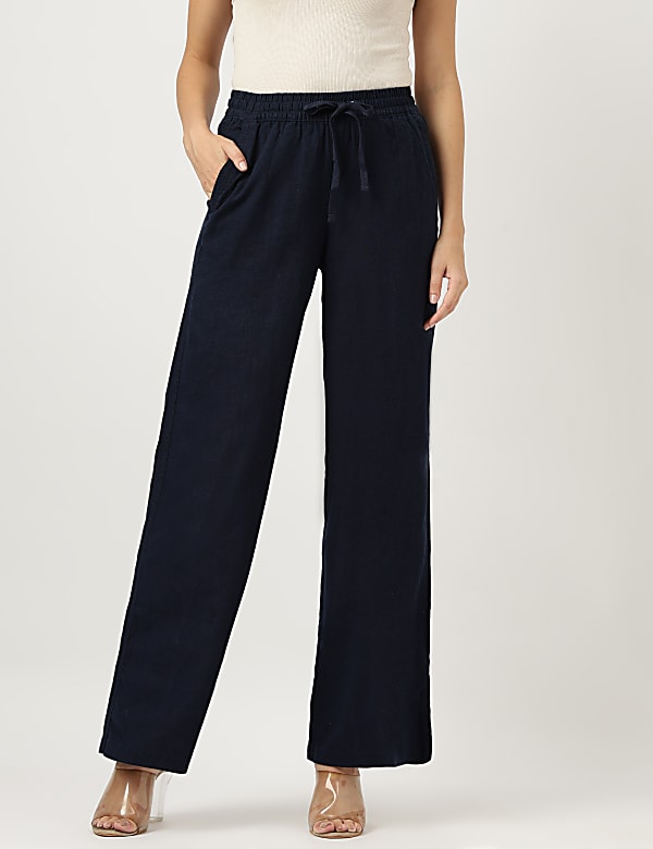 Linen Rich Wide Leg Trousers