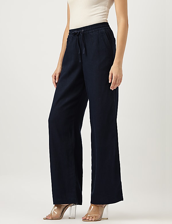 Linen Rich Wide Leg Trousers