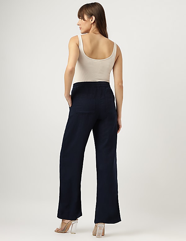 Linen Rich Wide Leg Trousers