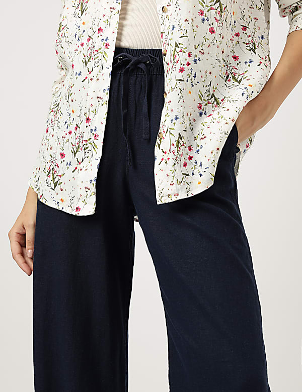 Linen Rich Wide Leg Trousers