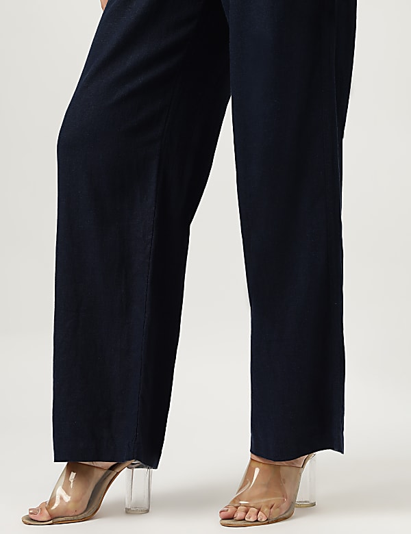 Linen Rich Wide Leg Trousers