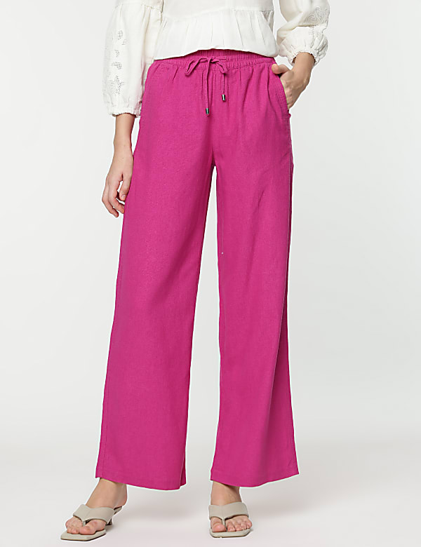 Linen Rich Wide Leg Trousers