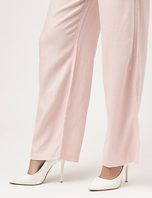Linen Rich Wide Leg Trousers