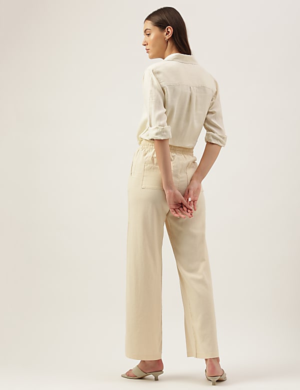 Linen Rich Wide Leg Trousers