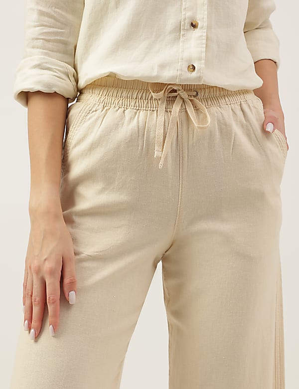 Linen Rich Wide Leg Trousers