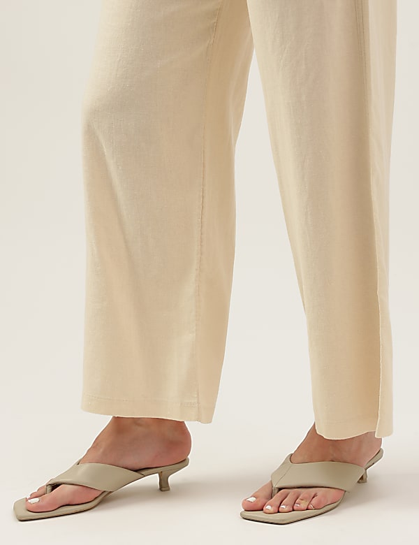 Linen Rich Wide Leg Trousers