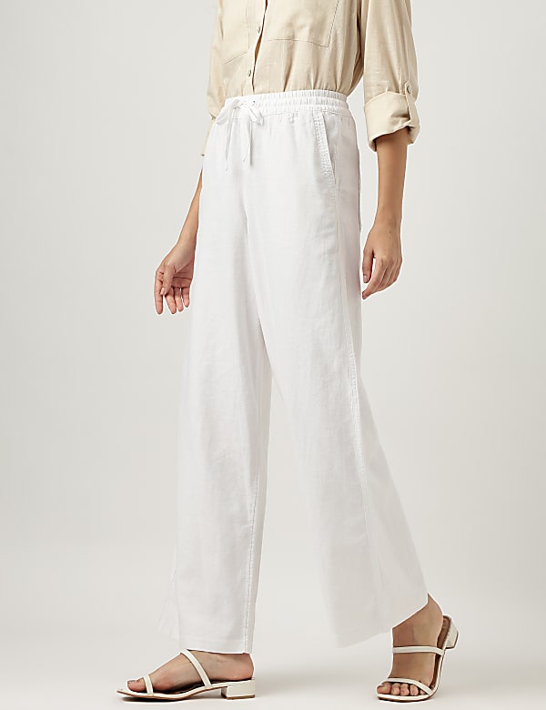 Linen Rich Wide Leg Trousers
