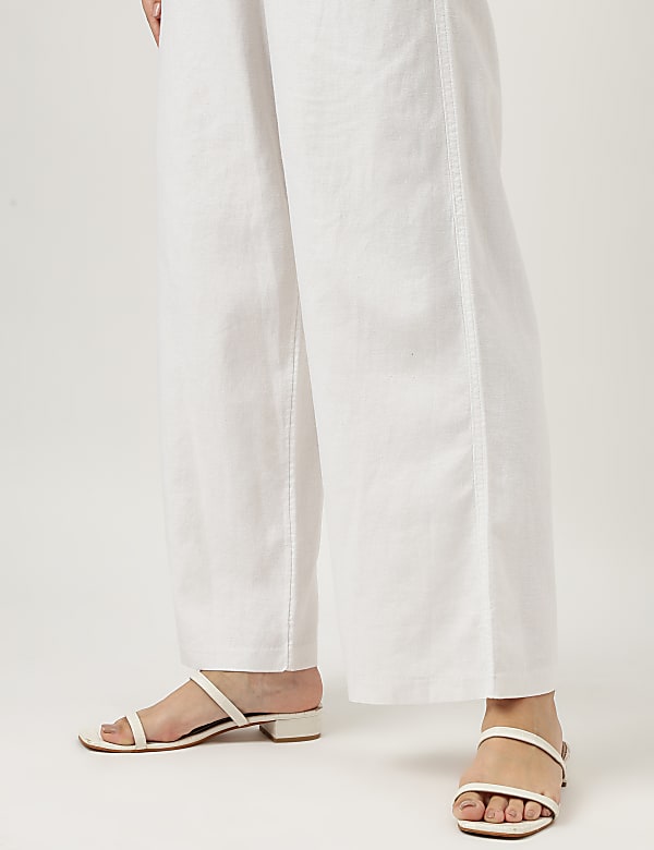 Linen Rich Wide Leg Trousers