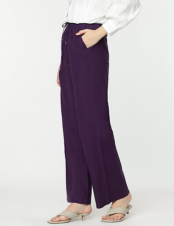 Linen Rich Wide Leg Trousers