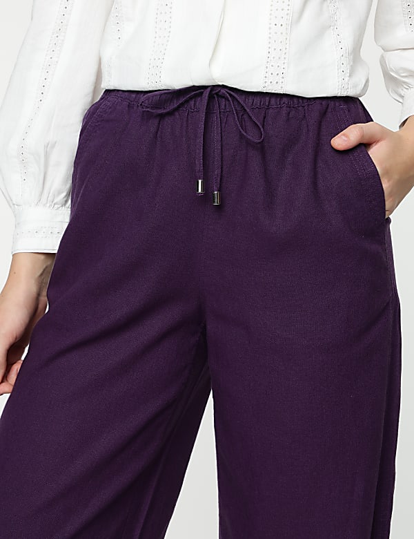 Linen Rich Wide Leg Trousers