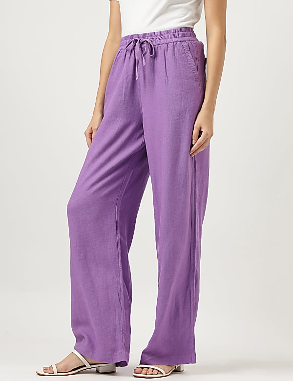 Linen Rich Wide Leg Trousers