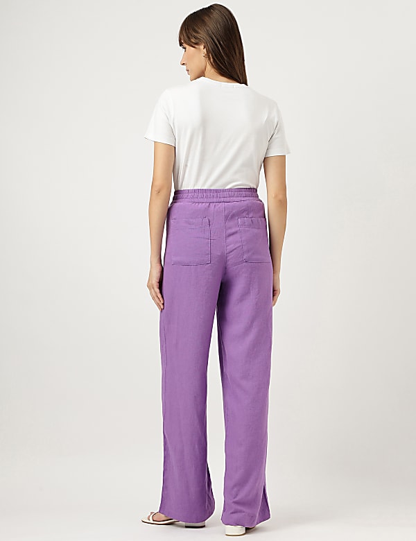 Linen Rich Wide Leg Trousers