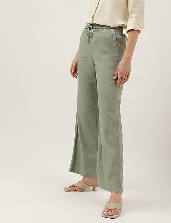 Linen Rich Wide Leg Trousers
