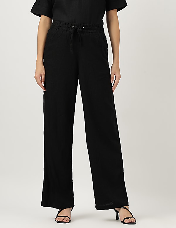 Linen Rich Wide Leg Trousers