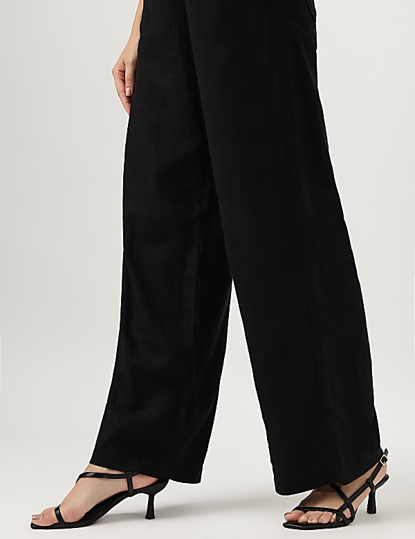 Linen Rich Wide Leg Trousers